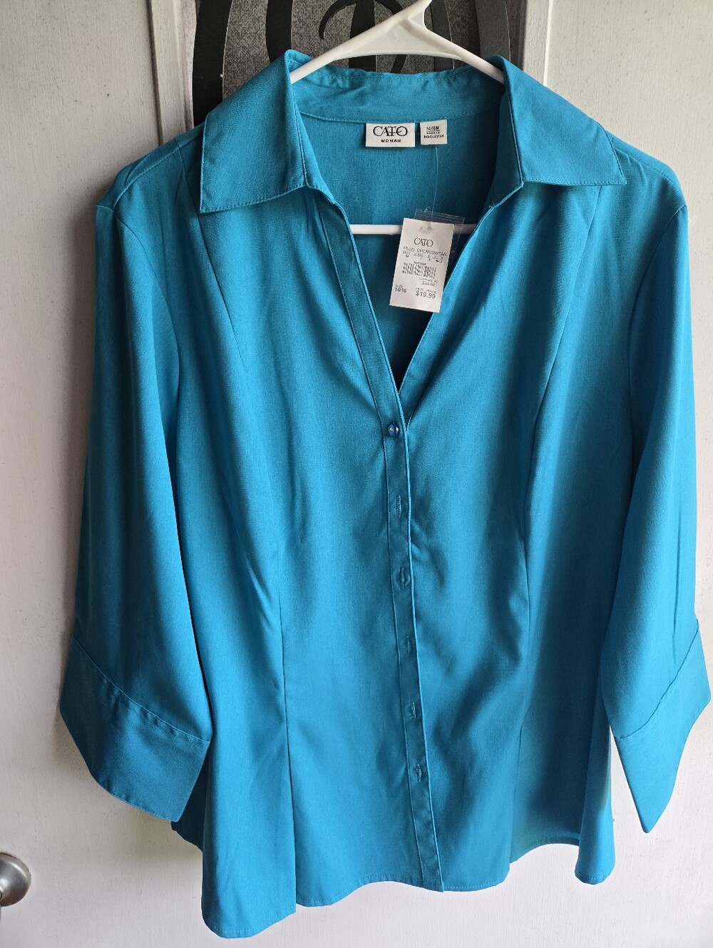 Cato Turquoise Button-Front Women's Blouse NWT